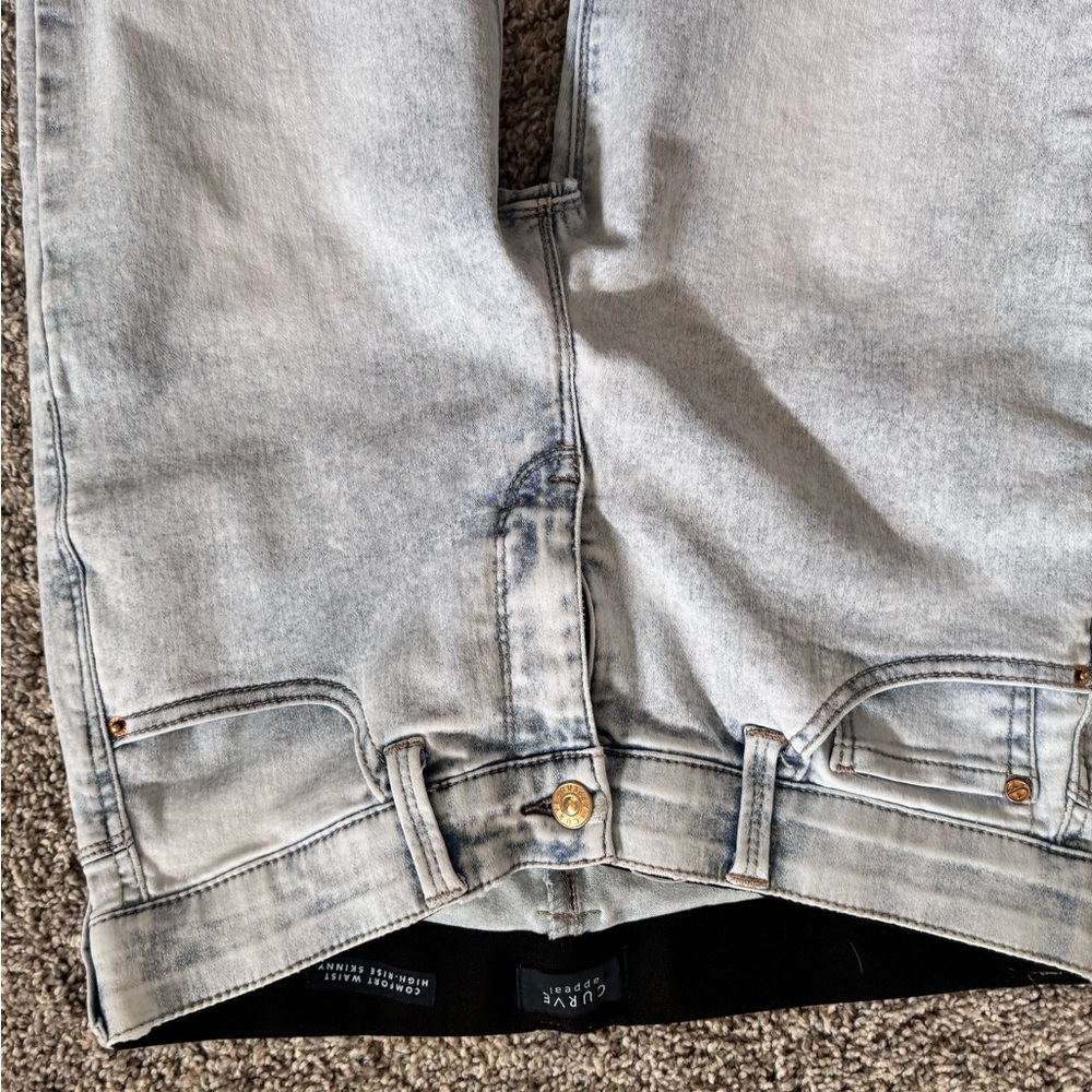 Curve Appeal High Waist Skinny Jeans in Classic Light Blue,Straight Leg Women's - Picture 3 of 5